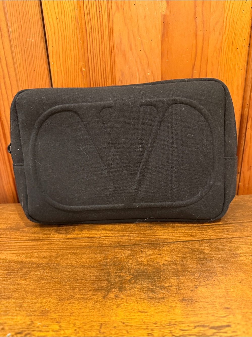 Valentino Black Quilted Wristlet Pouch